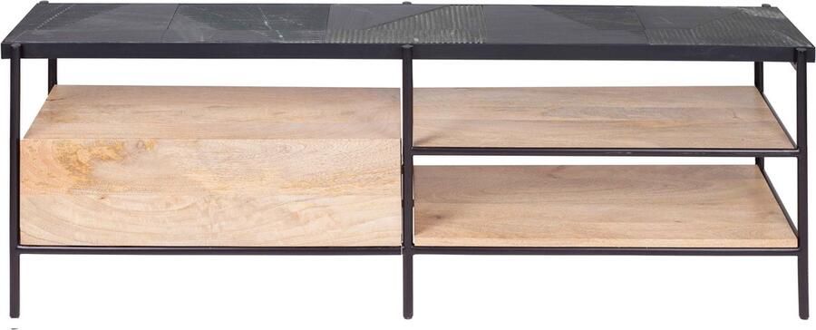 Oviala TV-meubel van massief marmer en mangohout 150 cm zwart Paheli