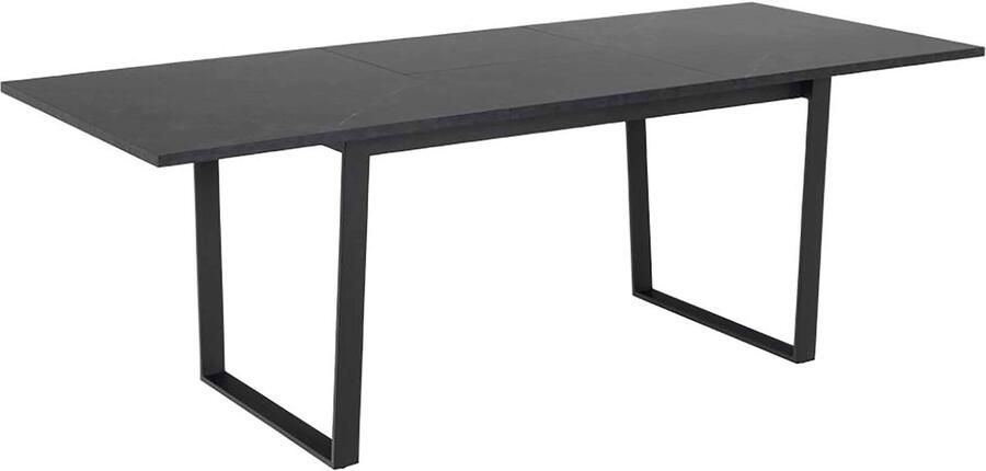 Oviala Uitschuifbare eettafel in staal met zwart marmereffect