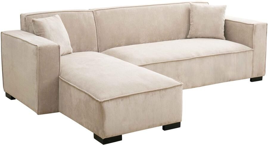 Oviala Vaste 3-zits hoekbank met chaise longue links in ecru Alphy