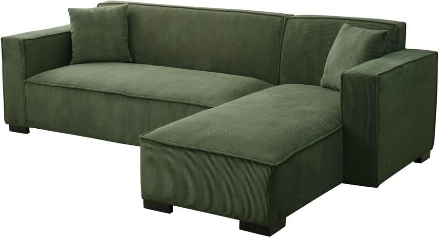 Oviala Vaste 3-zits hoekbank met chaise longue rechts in khakigroen Alphy