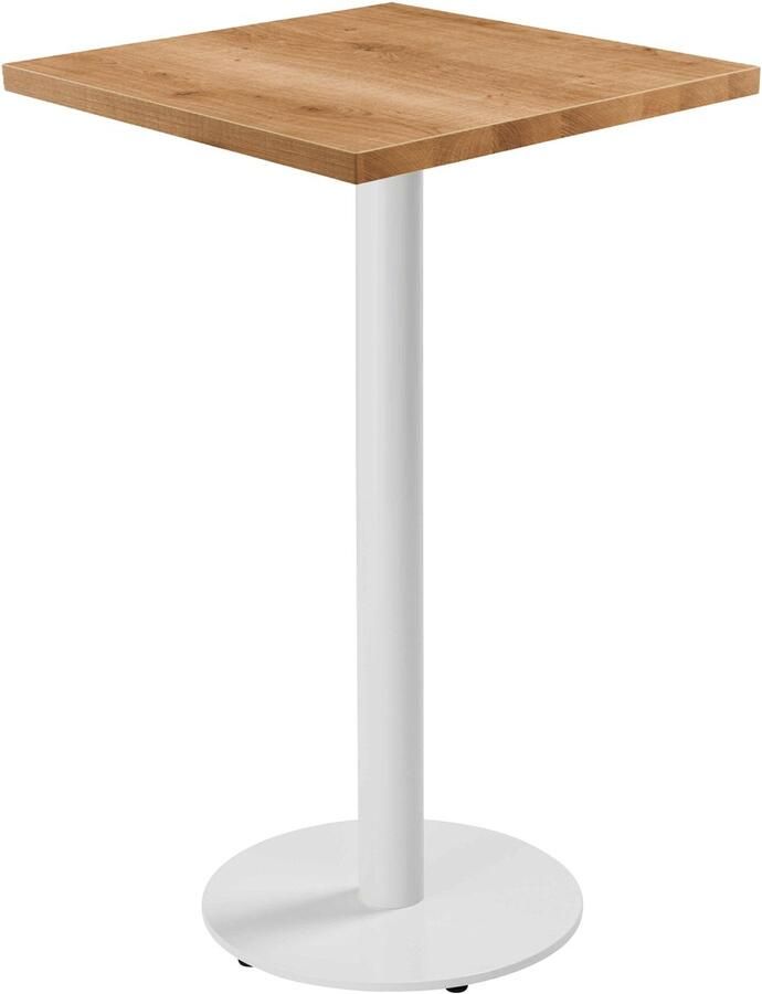 Oviala Vierkante hoge tafel met wit onderstel en licht houten bekleding Rivoli - Foto 2