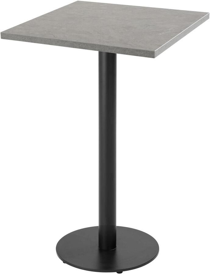 Oviala Vierkante hoge tafel met zwart onderstel en grijze betonnen bekleding Rivoli