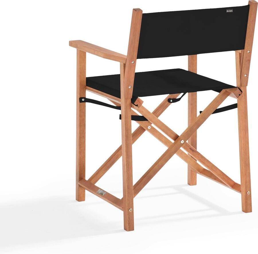 Oviala Vierkante houten tafel en 2 zwarte inklapbare stoelen