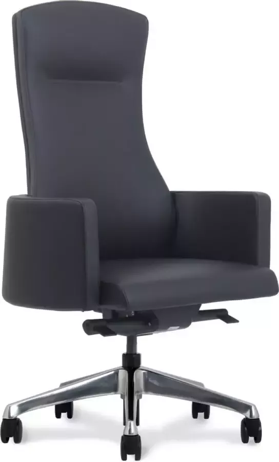 OVVIS Directiestoel Tobias Zwart met Aluminium Voet Rugleuning Zwart