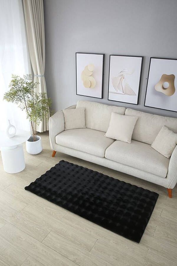 OZ HOME Fluffy Tapijt Golven 120x170 cm Zwart Nieuw Ontwerp EXTRA Zacht Vloerkleed Tapijten Woonkamer Slaapkamer Kerstcadeau