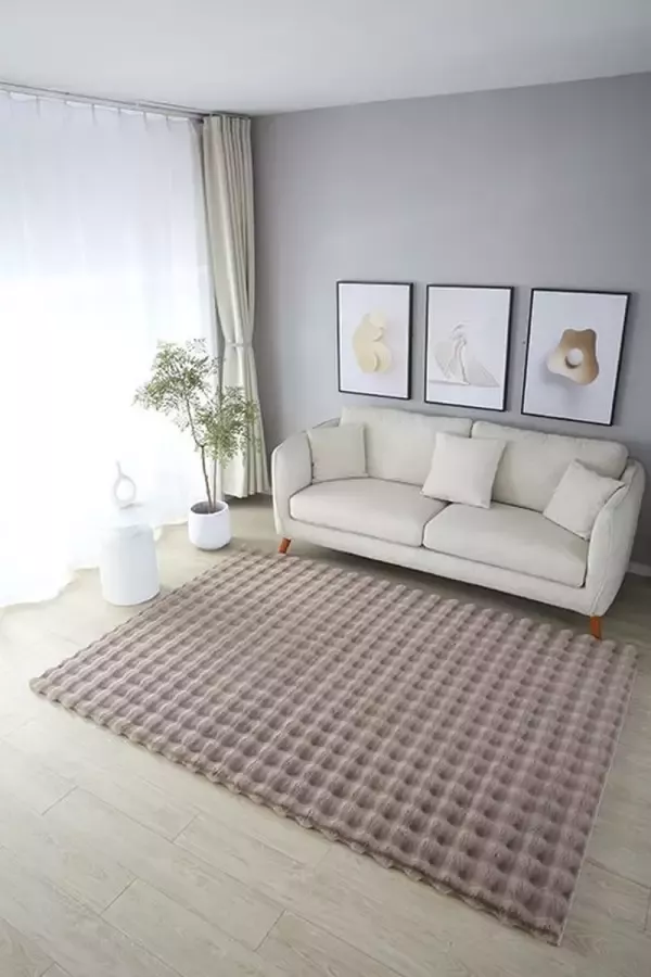 OZ HOME Fluffy Tapijt Golven 160x230 cm Bruin Nieuw Ontwerp EXTRA Zacht Vloerkleed Tapijten Woonkamer Slaapkamer Kerstcadeau