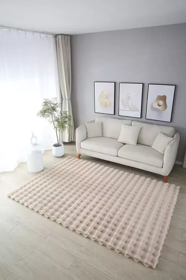 OZ HOME Fluffy Tapijt Golven 190x290 cm Beige Nieuw Ontwerp EXTRA Zacht Vloerkleed Tapijten Woonkamer Slaapkamer Kerstcadeau