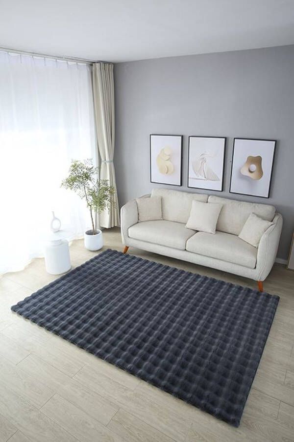 OZ HOME Fluffy Tapijt Golven 190x290 cm Donker Grijs Nieuw Ontwerp EXTRA Zacht Vloerkleed Tapijten Woonkamer Slaapkamer Kerstcadeau