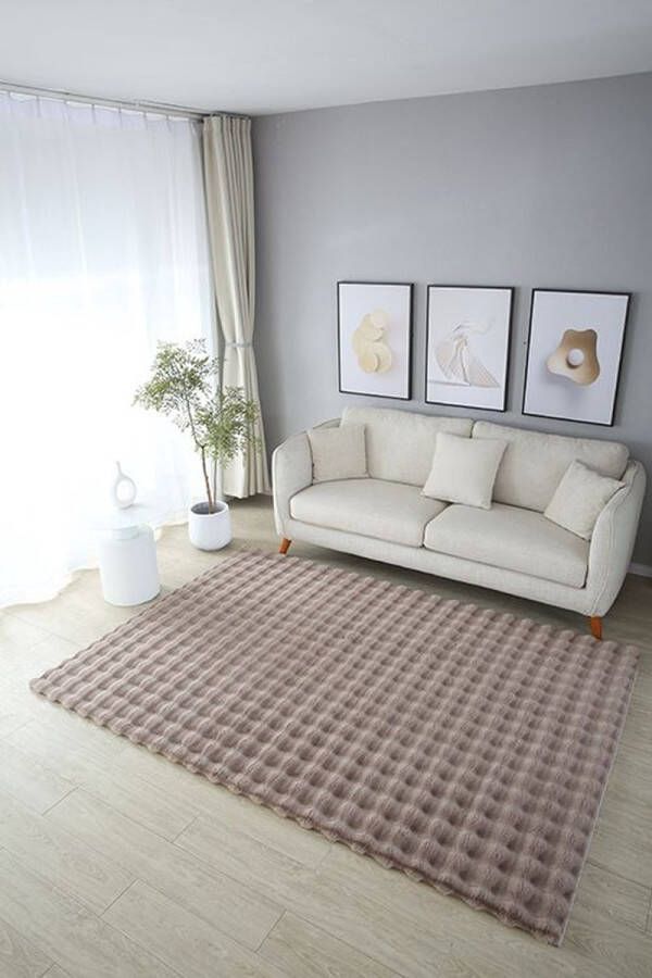 OZ HOME Fluffy Tapijt Golven 80x150 cm Bruin Nieuw Ontwerp EXTRA Zacht Vloerkleed Tapijten Woonkamer Slaapkamer Kerstcadeau