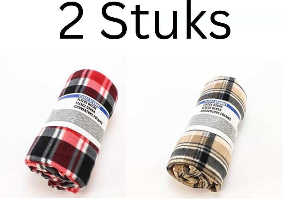 OZ HOME 2 Stuks Fleece Deken Ruit 160x200cm – Zachte Deken Set 100% Microfibre Polyester – Zachte TV Deken en Bank Deken – Warmte Plaid Voor Koude Avonden en Comfort in Bed