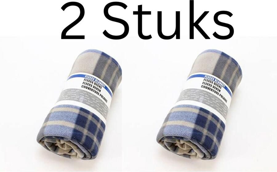 OZ HOME Fleece Deken ( 2 Stuks ) Ruit 160x200cm – Blauw Turkoois Grijs – 100% Microfibre Polyester – Zachte TV Deken en Bank Deken – Warmte Plaid Voor Koude Avonden en Comfort in Bed Fleecedeken Ruit
