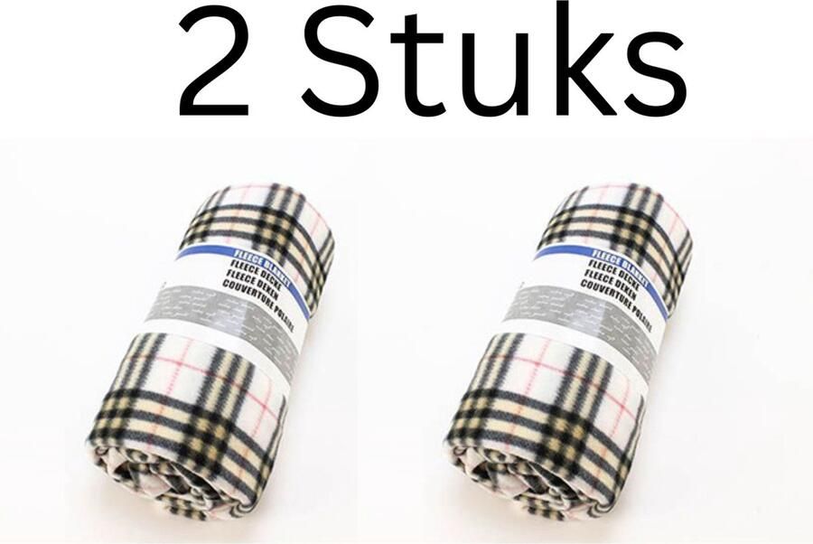 OZ HOME Fleece Deken ( 2 Stuks ) Ruit 160x200cm – Bruin Wit Zwart Rood – 100% Microfibre Polyester – Zachte TV Deken en Bank Deken – Warmte Plaid Voor Koude Avonden en Comfort in Bed Fleecedeken Ruit