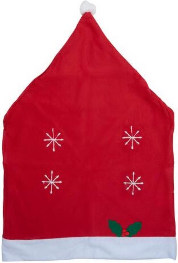 OZ Stoelhoezen Set 4x Eetkamerstoelen 48 x 50 cm Passend Voor de Meeste Eetkamerstoelen Kerstmuts Als Stoelhoes Kerstcadeaus