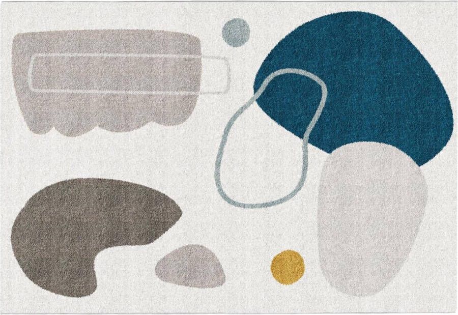 Vente-unique Design-tapijt met abstracte motieven 160 x 230 cm Wit grijs en blauw KIMIA L 230 cm x H 1.6 cm x D 160 cm