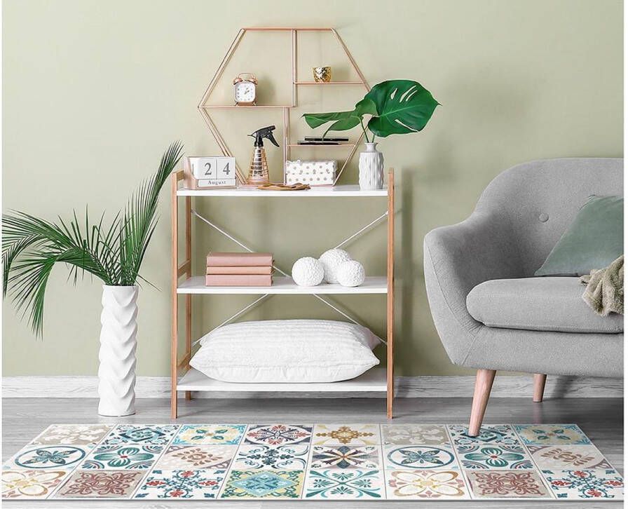 OZAIA Gangtapijt SANTANDER in vinyl met tegeleffect SANTANDER 66x160cm Multikleuren L 160 cm x H 0.15 cm x D 66 cm