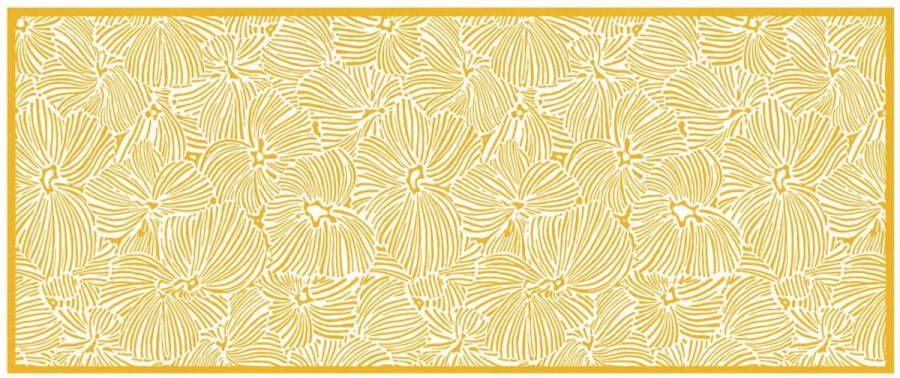Vente-unique Gangtapijt van vinyl met bloemmotieven 66 x 160 cm Geel en wit CAPUCINA L 160 cm x H 1.5 cm x D 66 cm - Foto 2