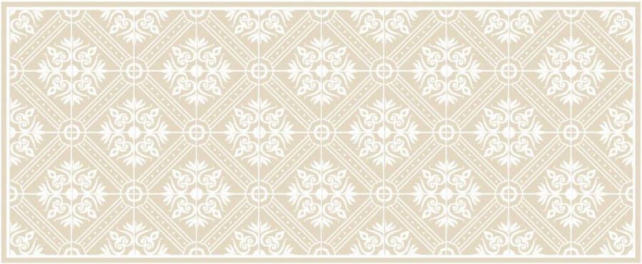 OZAIA Gangtapijt van vinyl met cementtegeleffect 66 x 160 cm Beige en wit MAJESTI L 160 cm x H 1.5 cm x D 66 cm