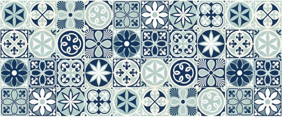 OZAIA Gangtapijt van vinyl met cementtegeleffect 66 x 160 cm Blauw RICA L 160 cm x H 1.5 cm x D 66 cm