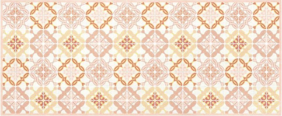 OZAIA Gangtapijt van vinyl met cementtegeleffect 66 x 160 cm Oranje en roze ELOZA L 160 cm x H 1.5 cm x D 66 cm