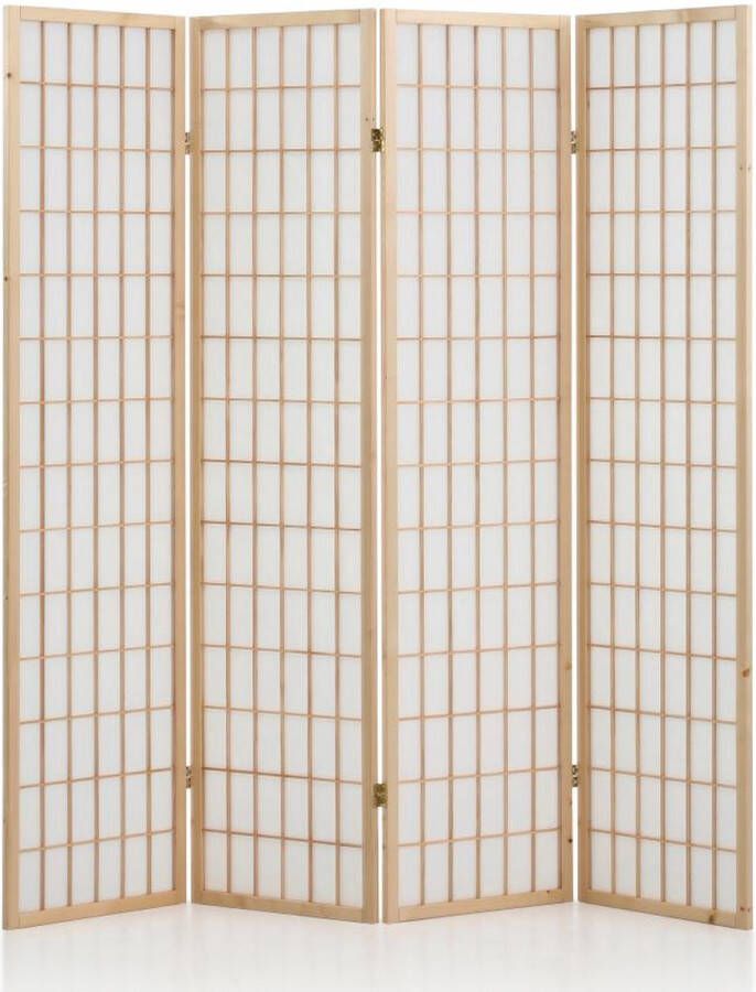 OZAIA Japans kamerscherm met 4 luiken van grenen L174 x H178 cm Naturel LODUI L 174 cm x H 178.5 cm x D 2.1 cm