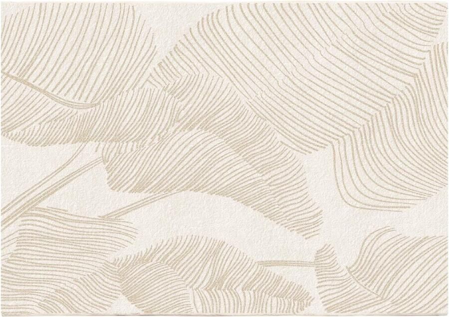 OZAIA Tapijt met gebladerte en lurex-afwerking 160 x 230 cm Beige VANILA L 230 cm x H 1.1 cm x D 160 cm