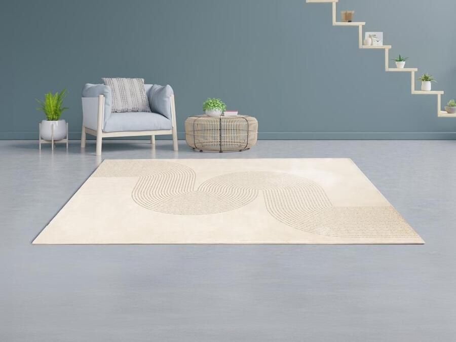 Vente-unique Tapijt met glinsterende bogen 160 x 230 cm Beige en goud OLYMPERA L 230 cm x H 1.1 cm x D 160 cm - Foto 2