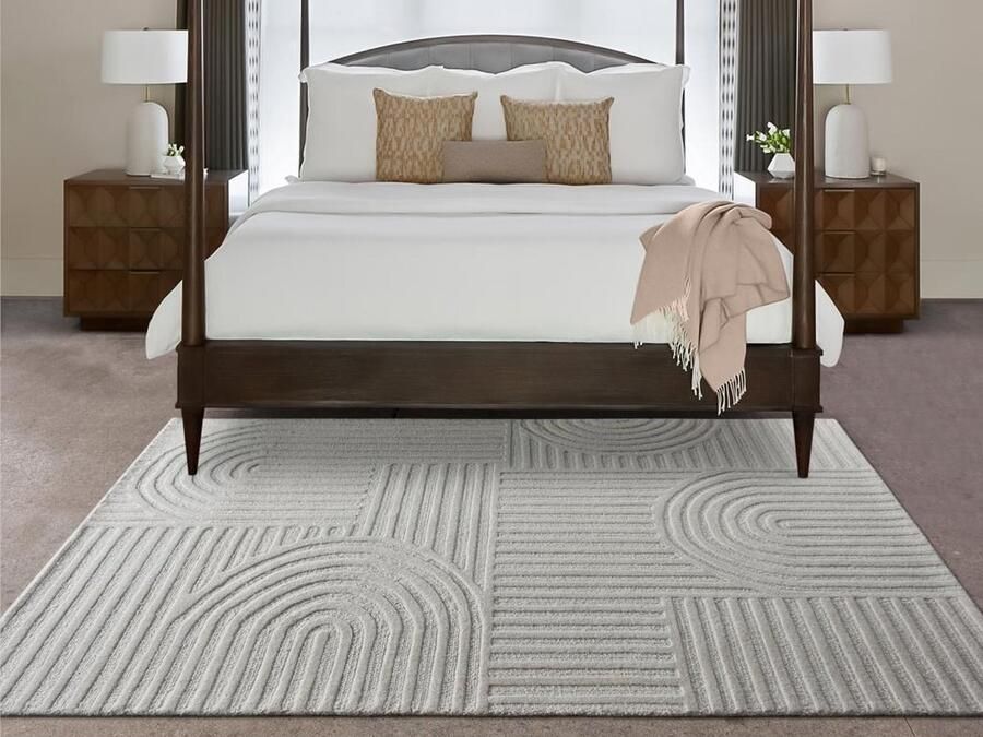 Vente-unique Tapijt met reliëf van 100% wol handgemaakt 160 x 230 cm 2200 g m2 Ivoorwit ASSINIE L 230 cm x H 1.5 cm x D 160 cm - Foto 2