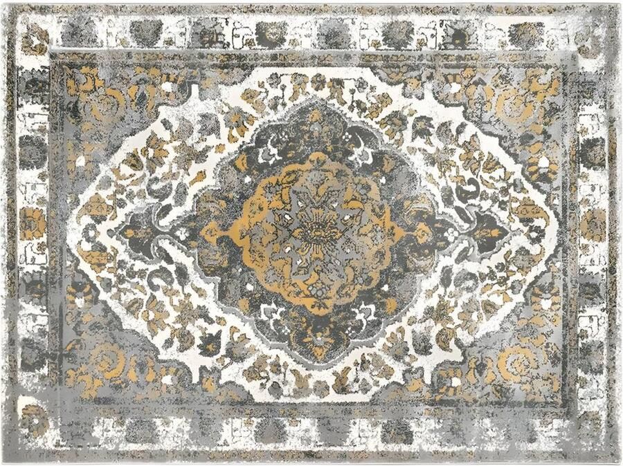 OZAIA Vintage tapijt Oosterse stijl AGRA 160x230cm Beige en geel L 230 cm x H 1.1 cm x D 160 cm