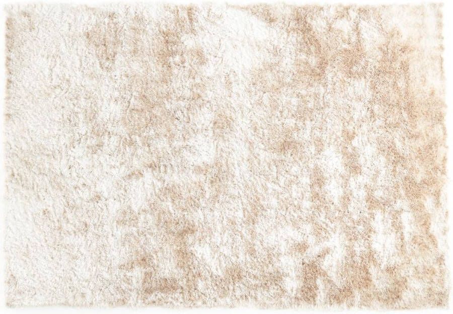 OZAIA Shaggy langpolig zacht vloerkleed 140 x 200 cm Beige DOLCE L 200 cm x H 4 cm x D 140 cm