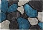 OZAIA Shaggy tapijt PIETRA turquoise en grijs polyester 120 x 170 cm L 170 cm x H 4 cm x D 120 cm - Thumbnail 2