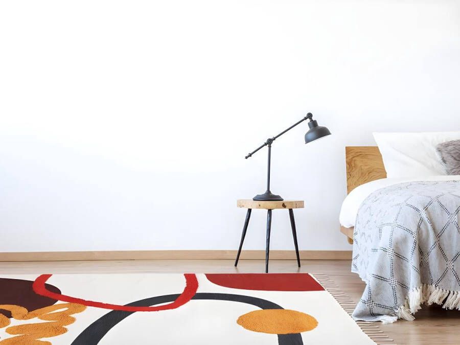 OZAIA Tapijt met reliëf Bedrukt katoen 120 x 170 cm Multikleuren PALMAS L 170 cm x H 1.2 cm x D 120 cm