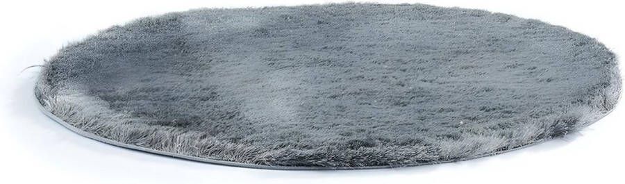 OZAIA Tapijt shaggy GLITTER zilver polyester D120 cm L 120 cm x H 3 cm x D 120 cm