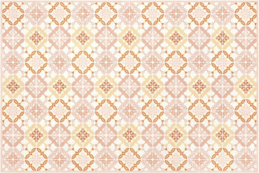 OZAIA Tapijt van vinyl met cementtegeleffect 120 x 180 cm Oranje en roze ELOZA L 180 cm x H 1.5 cm x D 120 cm