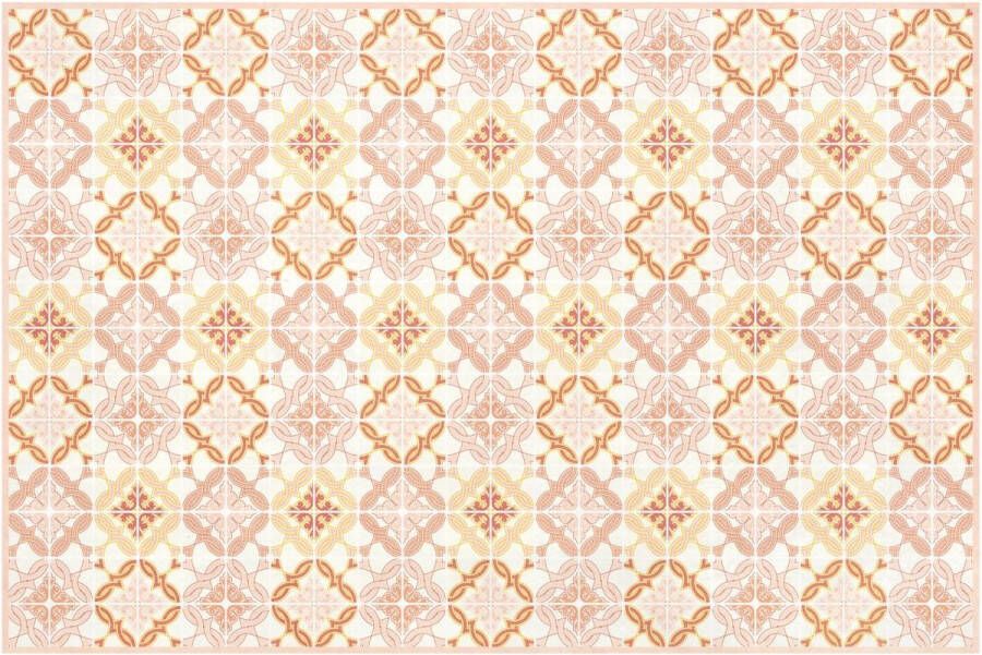 OZAIA Tapijt van vinyl met cementtegeleffect 120 x 180 cm Oranje en roze ELOZA L 180 cm x H 1.5 cm x D 120 cm