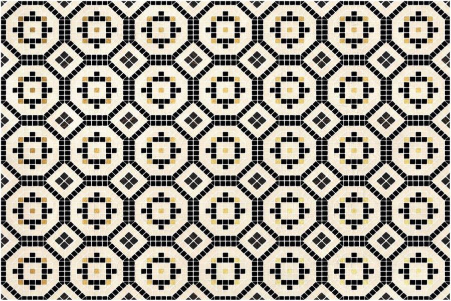 OZAIA Tapijt van vinyl met mozaïekeffect 120 x 180 Zwart en wit SPLITA L 180 cm x H 1.5 cm x D 120 cm
