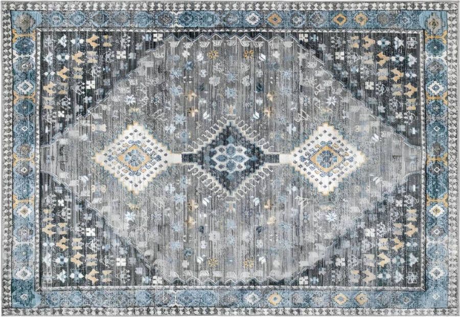 OZAIA Tapijt vintage Oriëntaalse stijl CLOSSY Polypropyleen 160 x 230 cm Grijs L 160 cm x H 1 cm x D 230 cm