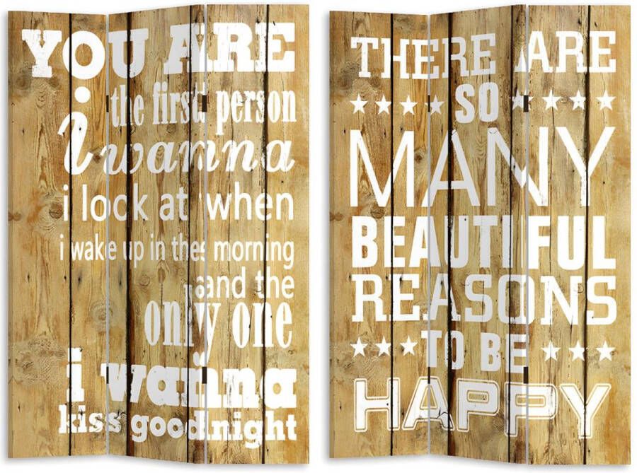 OZAIA Vente-unique Kamerscherm bedrukt 3 delen GRAFITY 120 x 180 cm Kleur hout naturel L 120 cm x H 180 cm x D 2.5 cm