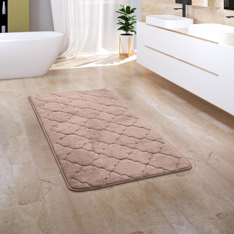 Paco Home Badkamerkleed Badmat Badvloerkleed Douchemat Pluizig Traagschuim 3D 50x80 cm