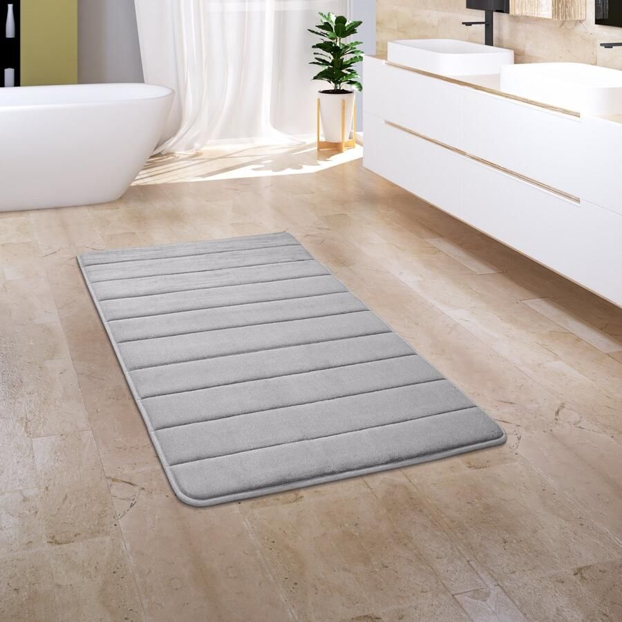 Paco Home Badkamerkleed Badmat Badvloerkleed Douchemat Pluizig Traagschuim 3D 50x80 cm