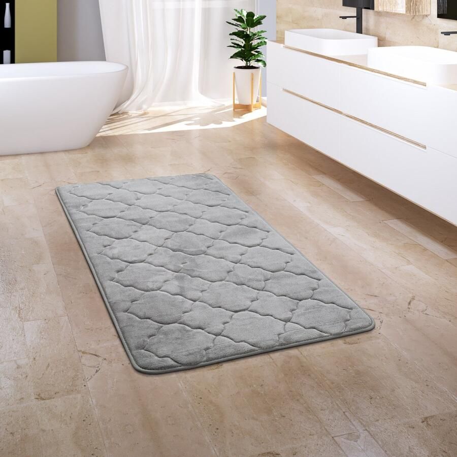 Paco Home Badkamerkleed Badmat Badvloerkleed Douchemat Pluizig Traagschuim 3D 60x100 cm