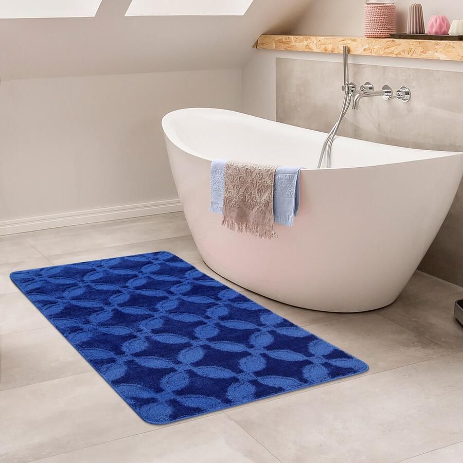 Paco Home Badmat laagpolig vloerkleed badkamer antislip wasbaar met ornamentpatroon 60x100 cm