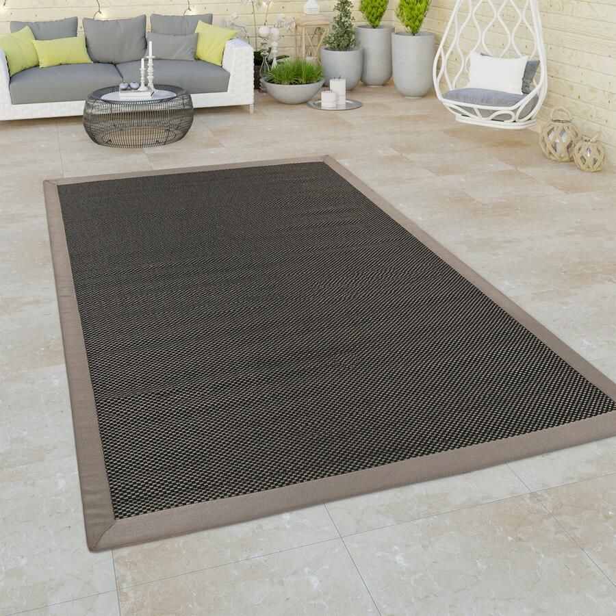 Paco Home Binnen- en buitentapijt voor balkon of terras sisallook in grijs groen en verschillende kleuren 80x250 cm