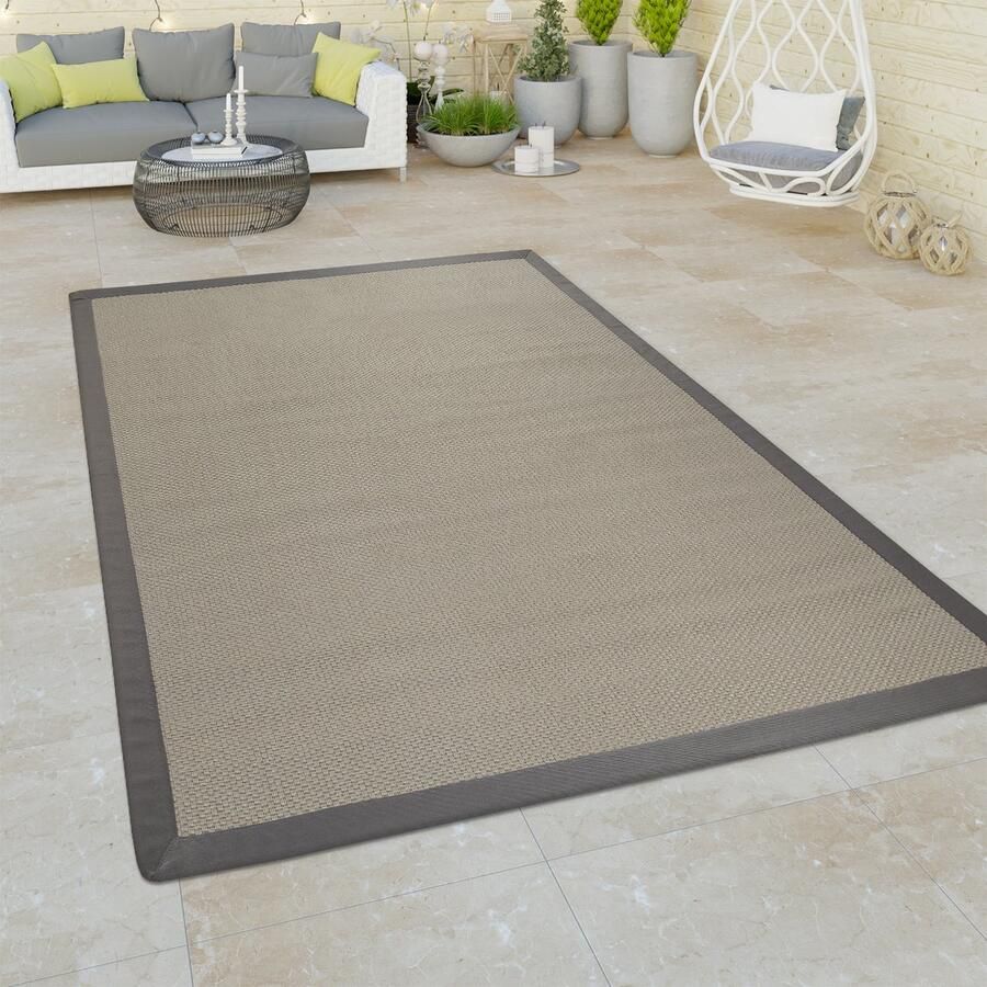 Paco Home Binnen- en buitentapijt voor balkon of terras sisallook in grijs groen en verschillende kleuren 120x170 cm