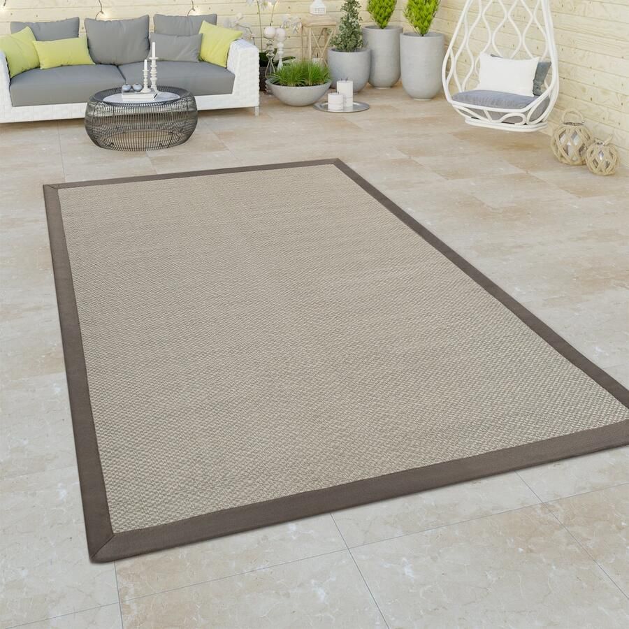 Paco Home Binnen- en buitentapijt voor balkon of terras sisallook in grijs groen en verschillende kleuren 80x150 cm