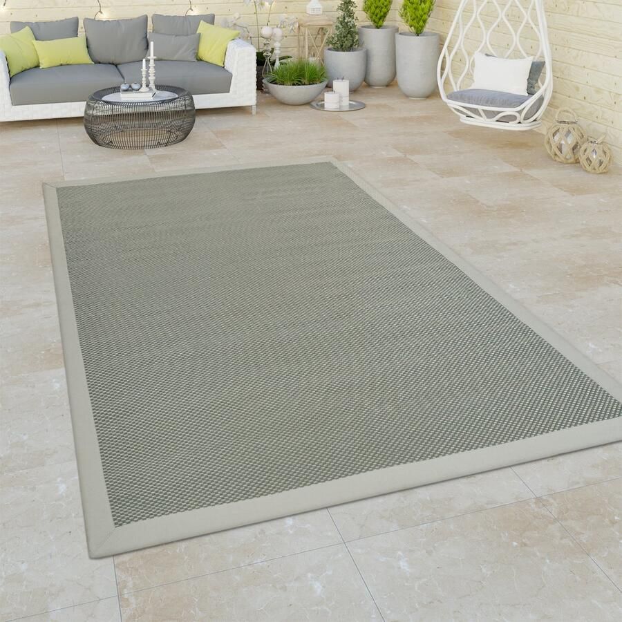 Paco Home Binnen- en buitentapijt voor balkon of terras sisallook in grijs groen en verschillende kleuren 120x170 cm