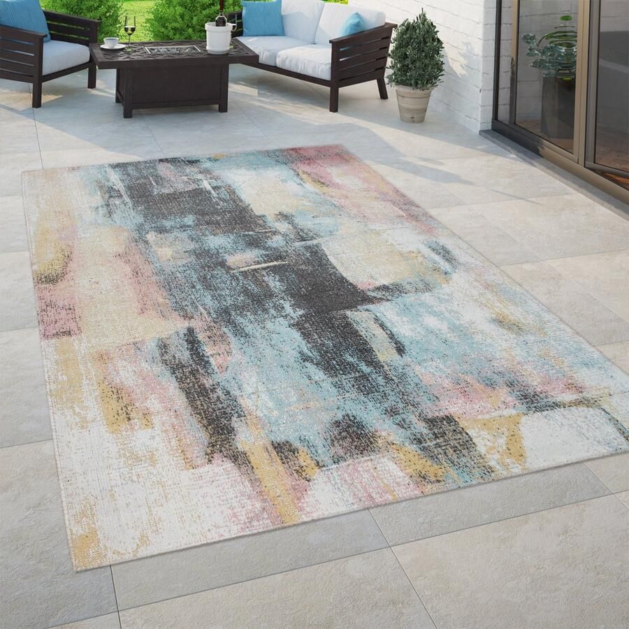 Paco Home Buiten vloerkleed balkon terras vintage keuken abstract patroon bloemen 200x280 cm