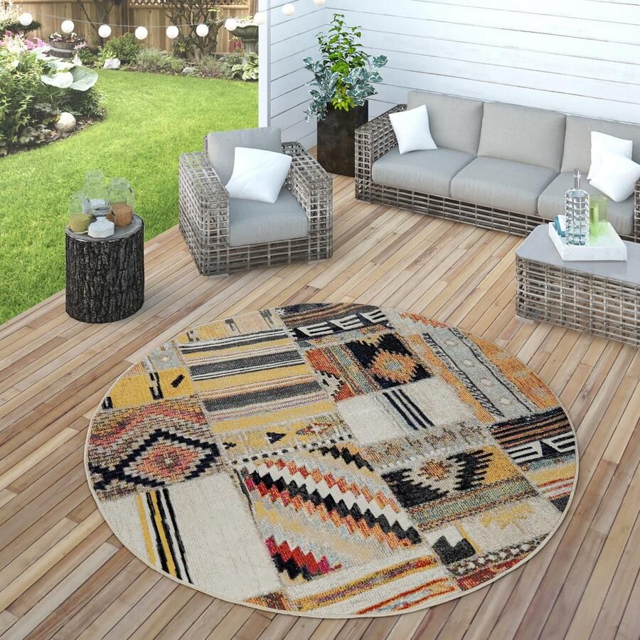 Paco Home Vloerkleed Artigo 406 Korte pool patchwork motief vintage-design geschikt voor binnen en buiten
