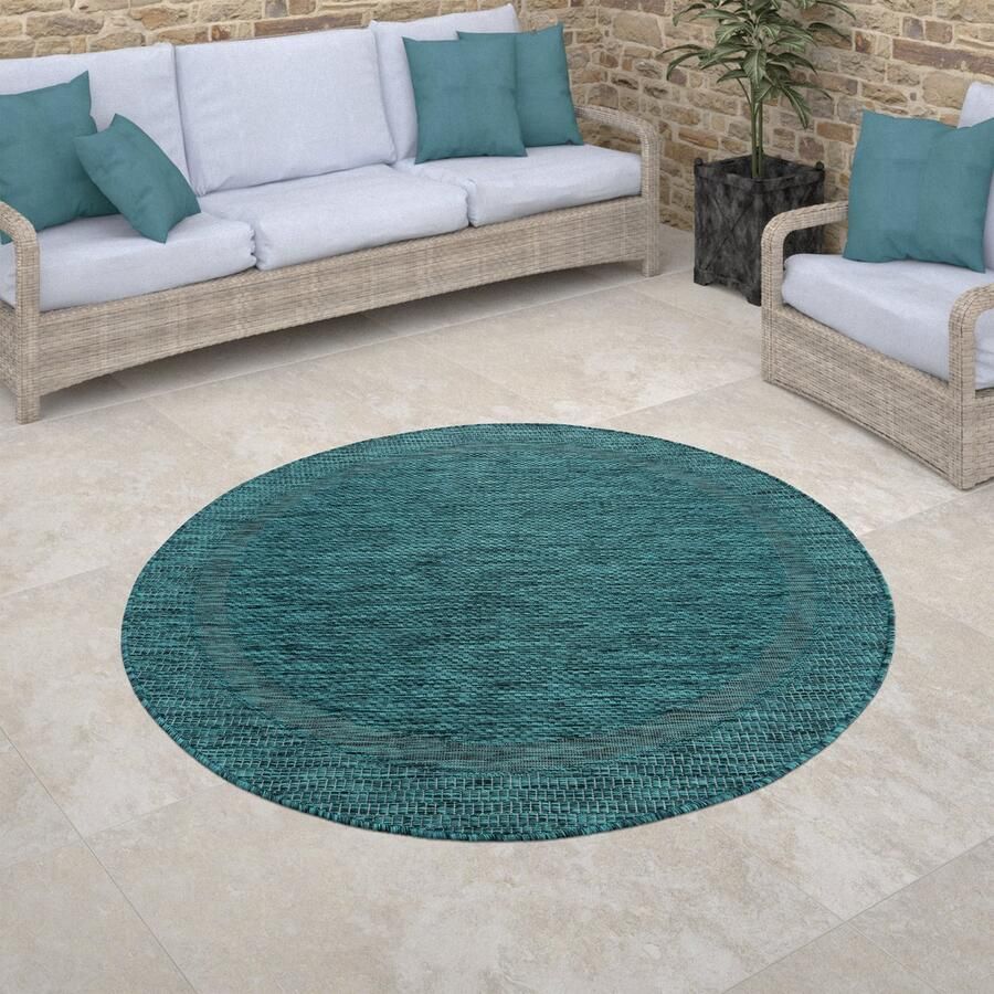 Paco Home Buiten Vloerkleed Rond Tapijt Voor Binnen En Buiten Balkon Geometrisch Modern 160 cm Rund