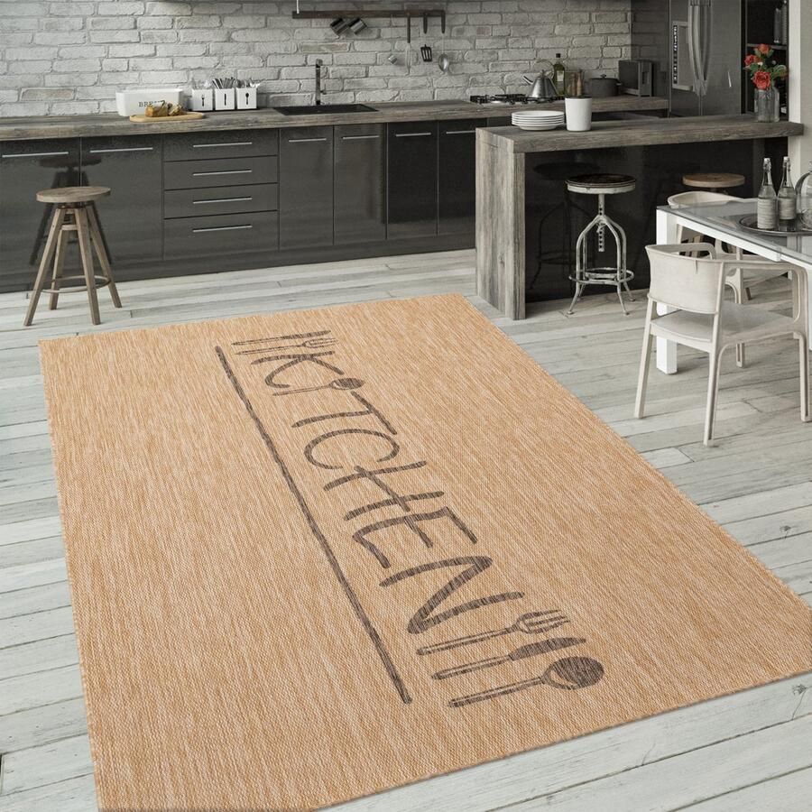 Paco Home Buiten Vloerkleed Tapijt Binnen En Buiten Balkon Keuken Modern Lettering 80x150 cm