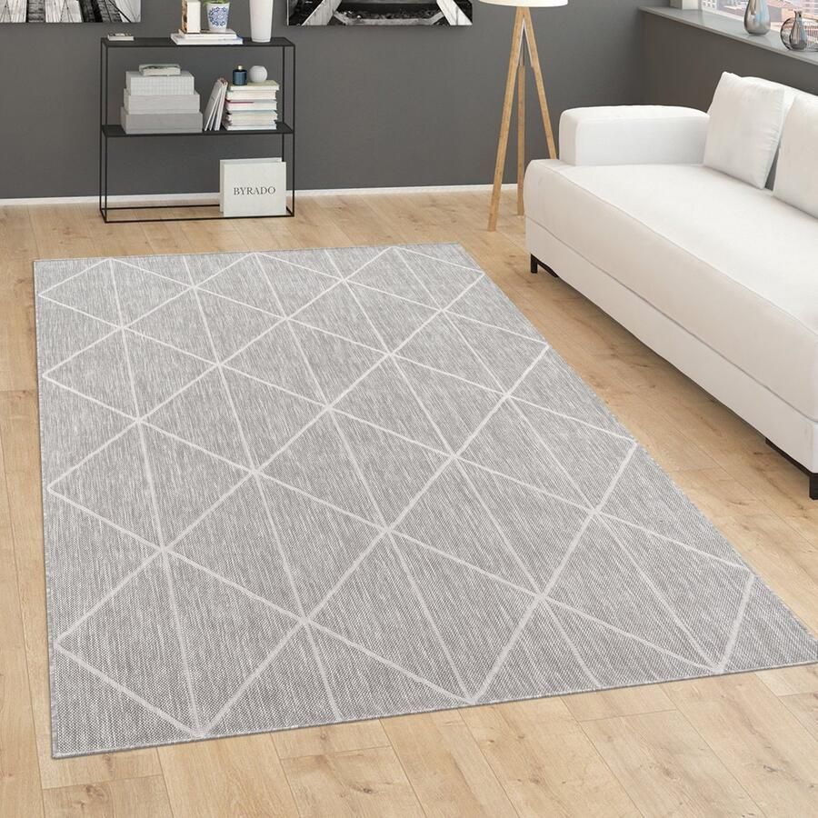 Paco Home Buiten Vloerkleed Tapijt Voor Binnen Balkon Keuken Tapijt Scandi Geo Modern 120x160 cm